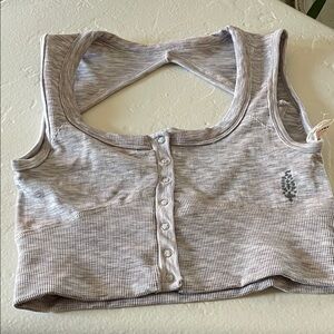 FP Movement by Free People Light Gray Ribbed Tank Top